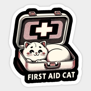 First Aid Cat Pun Nurse Doctor Healthcare Novelty Funny Cat Sticker